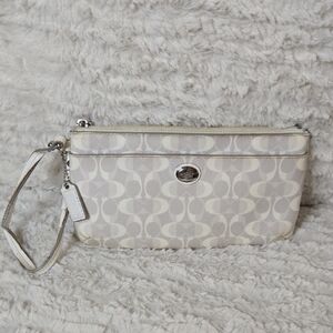 Coach Gray and Cream Wristlet Clutch